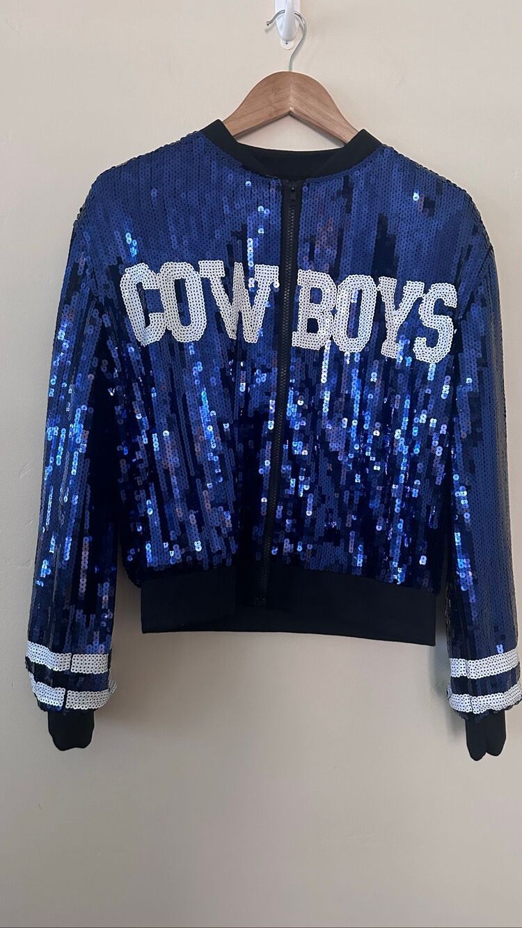 Dallas Cowboys Unbranded Blue and White Sequin Jacket Size Medium